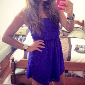 Purple Lace Spaghetti Strap Dress